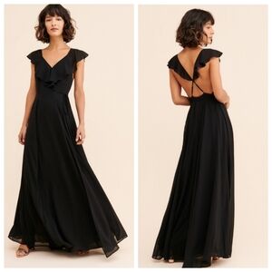 NEW Yumi Kim Full Bloom Wrap Maxi Dress Medium Black Gown Party Romantic Evening